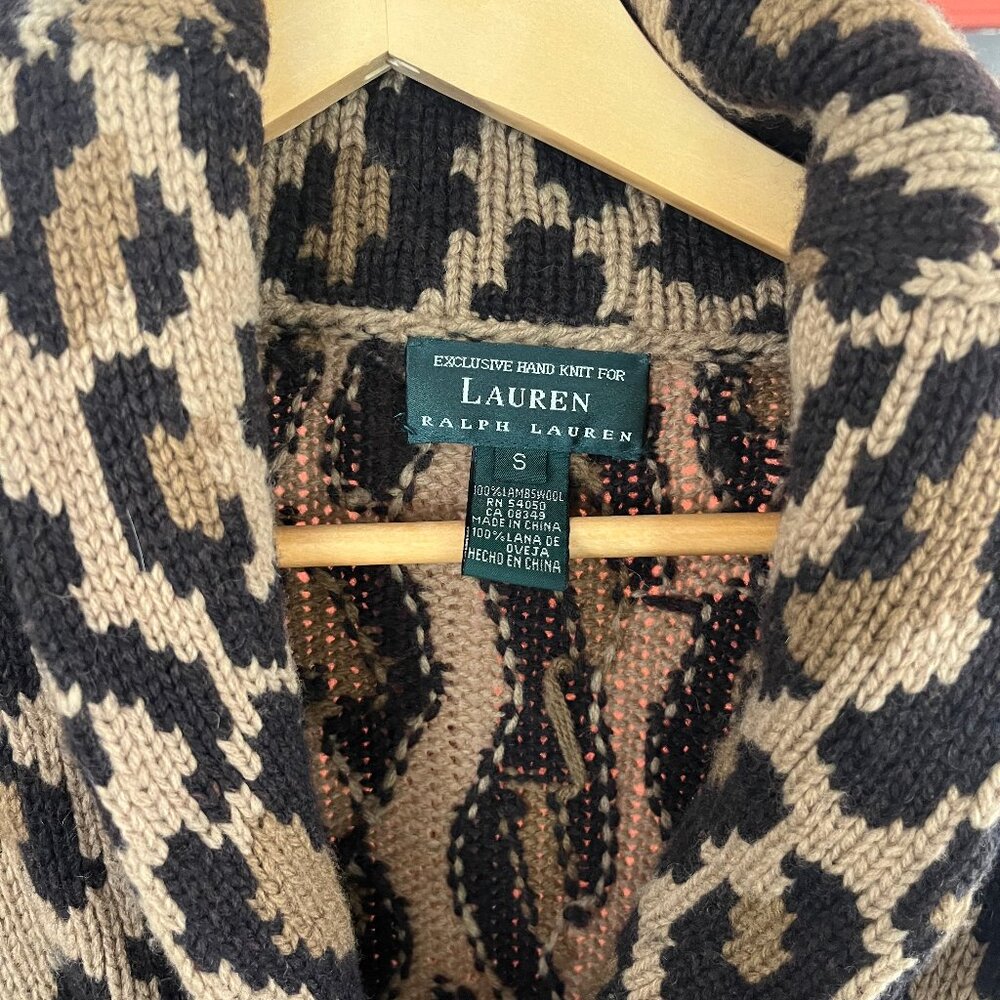 Lauren Ralph Lauren Leopard Print Cardigan - Black and Tan - Picture 2 of 5